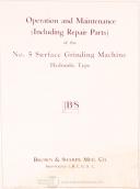 Brown & Sharpe-Brown and Sharpe 5, Grinding Operations Maintenance and Repair Parts Manual 1968-5-03